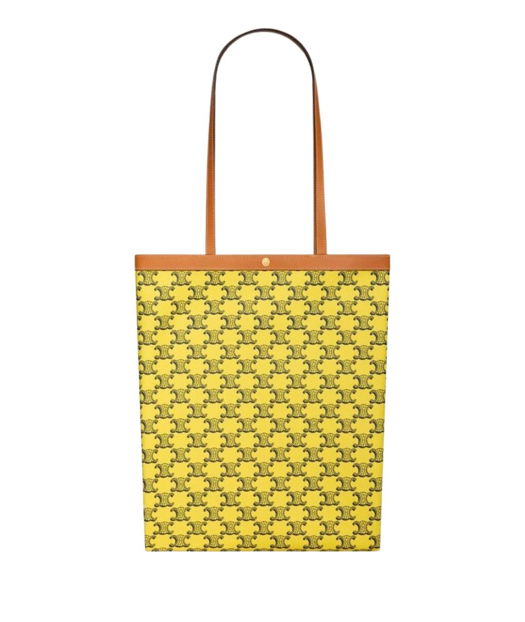 CELINE Желтая сумка тоут из искусственной кожи, фото 1