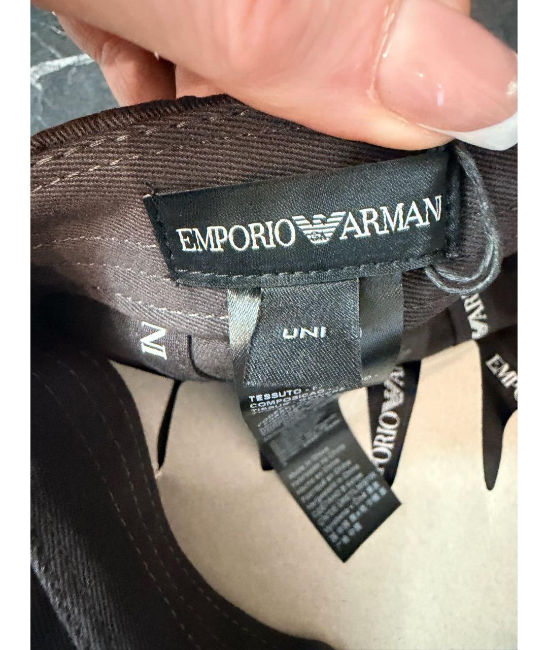 EMPORIO ARMANI Черная хлопковая кепка/бейсболка, фото 6