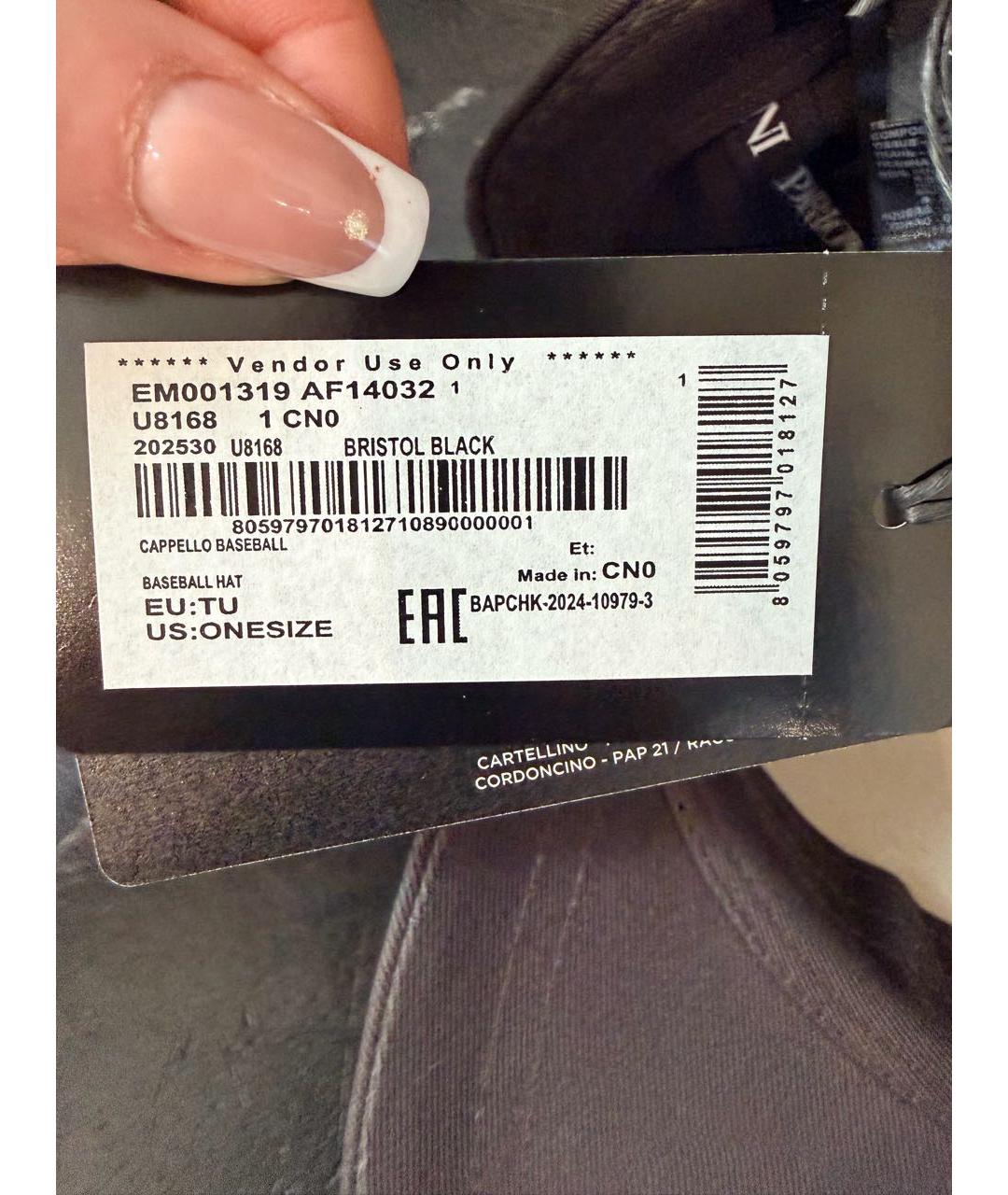 EMPORIO ARMANI Черная хлопковая кепка/бейсболка, фото 8