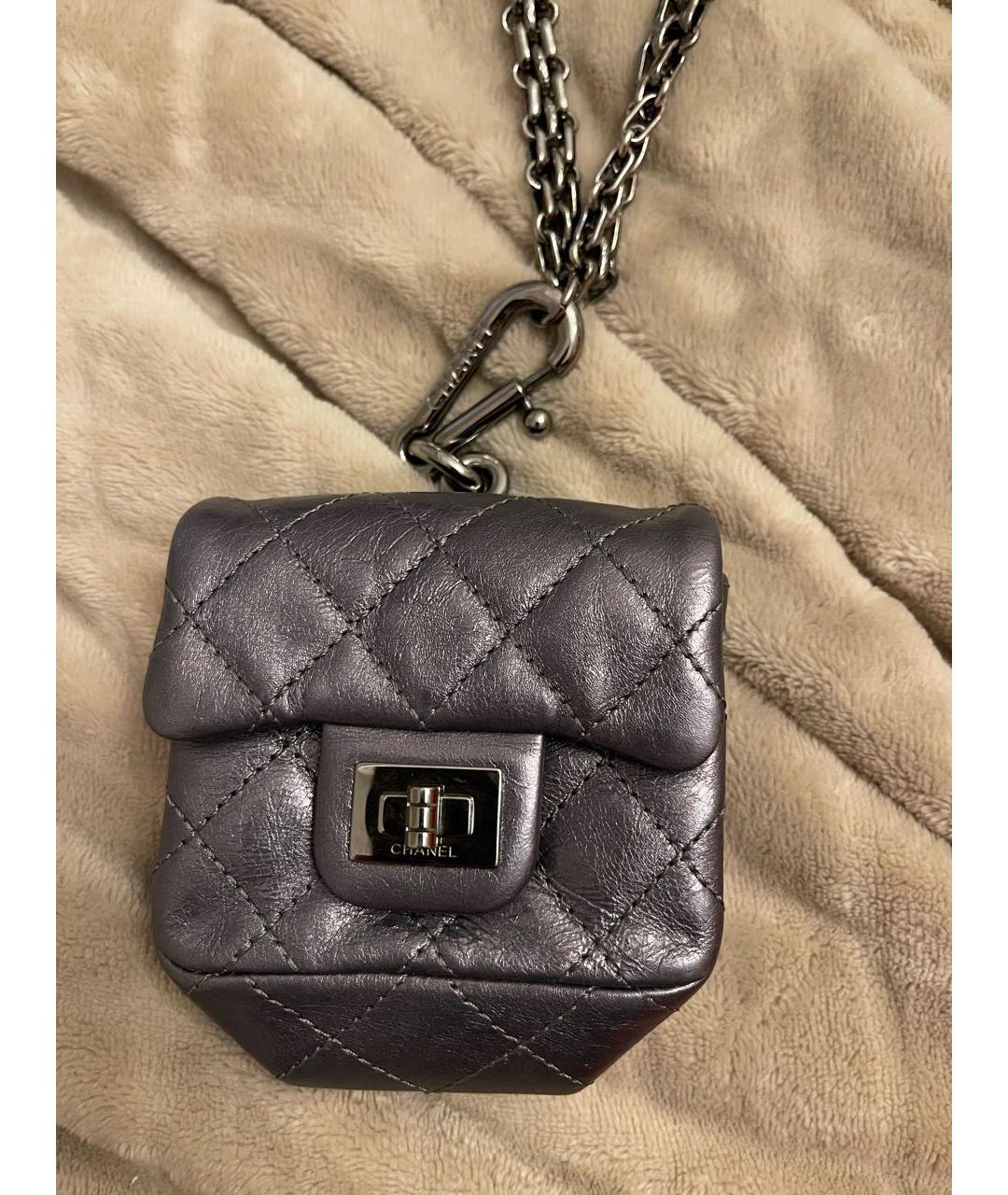 CHANEL Серая кожаная сумка через плечо, фото 6