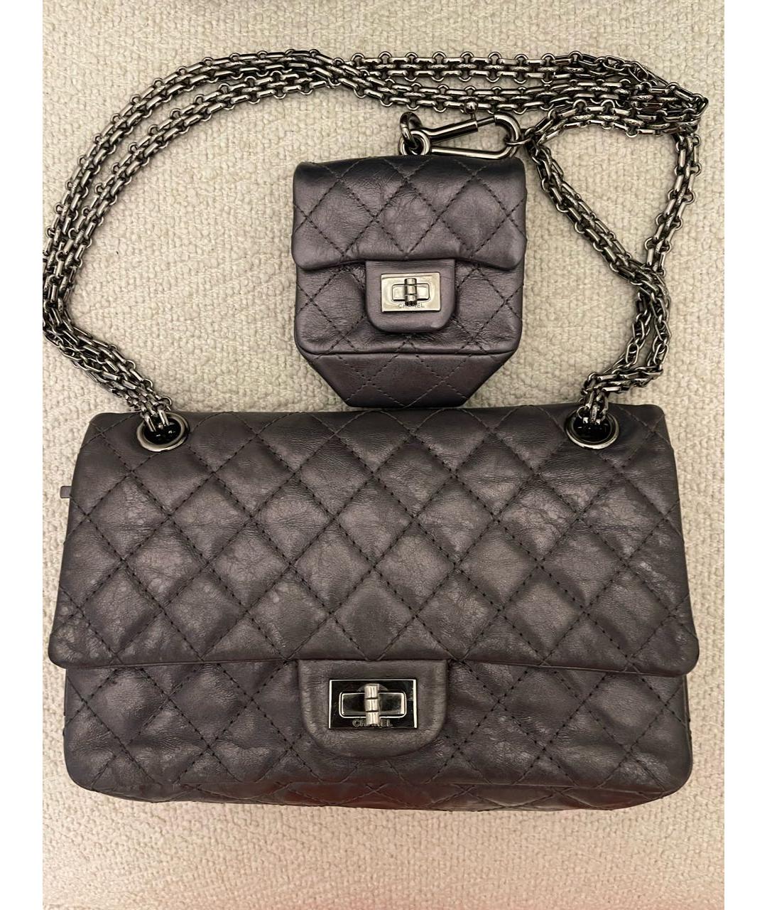 CHANEL Серая кожаная сумка через плечо, фото 7