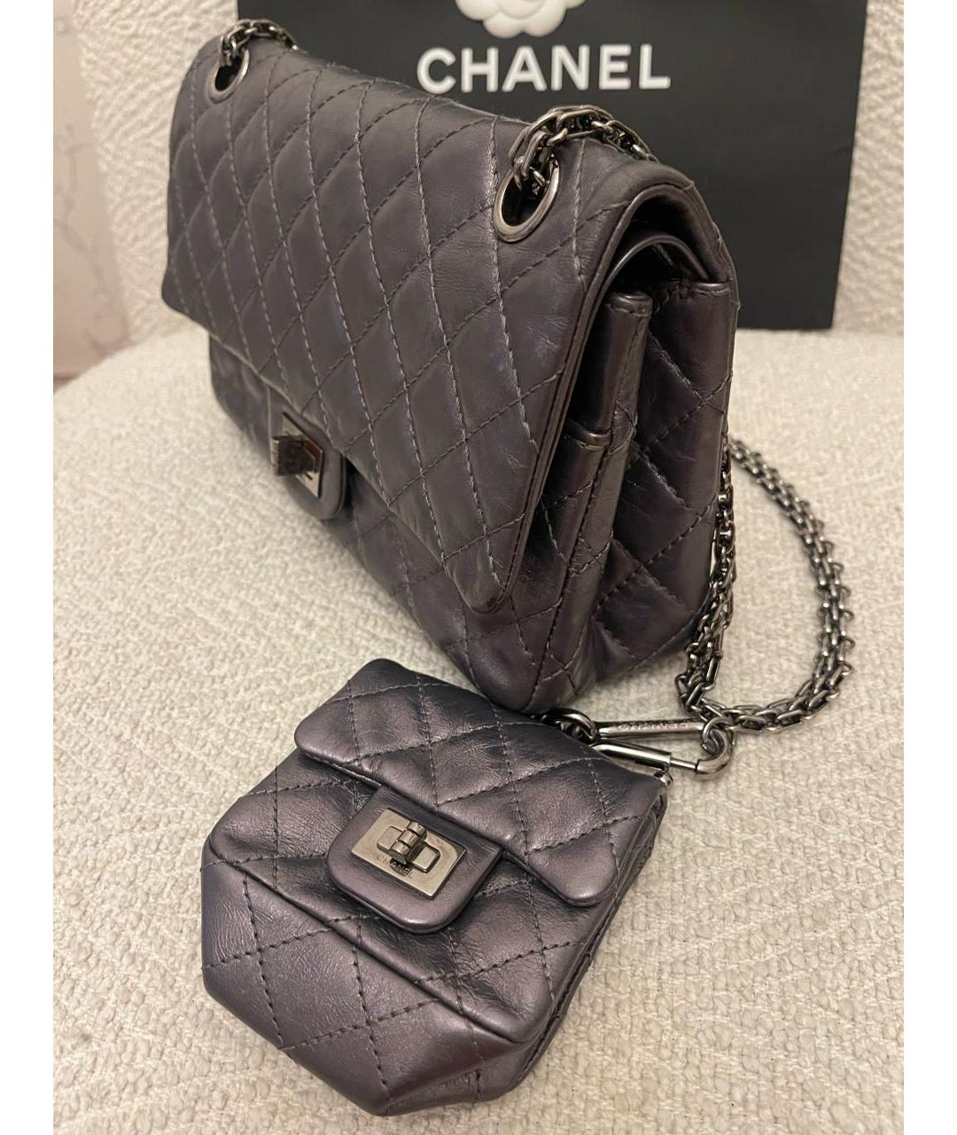CHANEL Серая кожаная сумка через плечо, фото 2