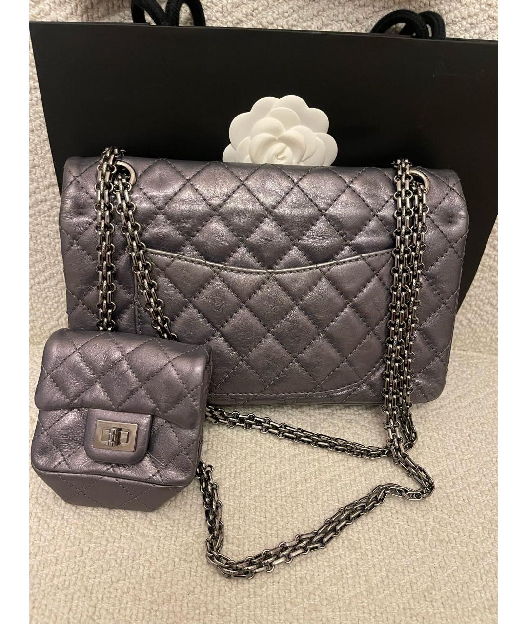 CHANEL Серая кожаная сумка через плечо, фото 3