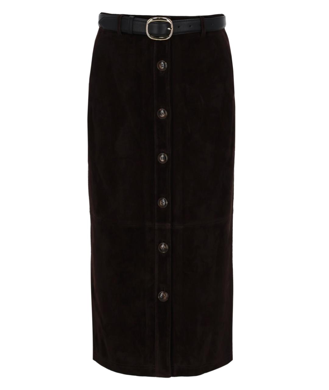 SELF-PORTRAIT Коричневая полиамидовая юбка миди, фото 1