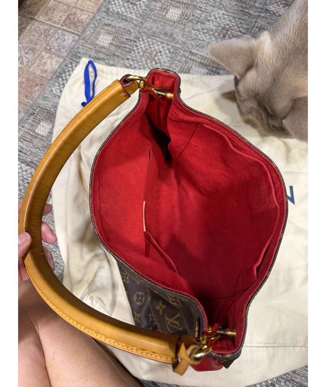 LOUIS VUITTON Коричневая кожаная сумка через плечо, фото 4