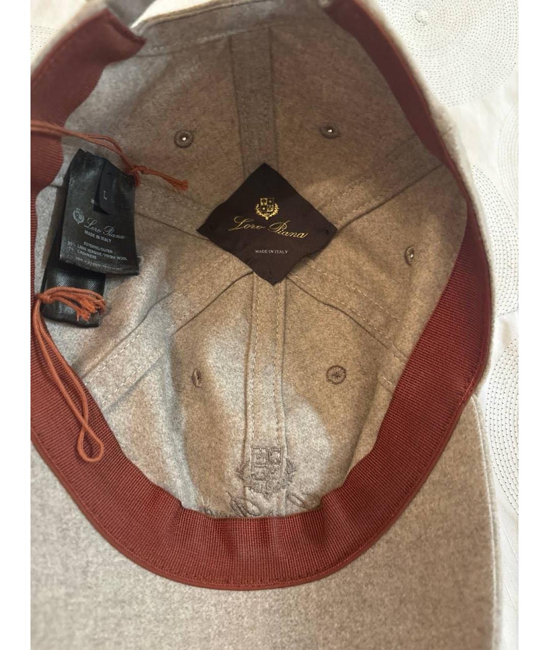 LORO PIANA Бежевая шерстяная кепка/бейсболка, фото 5