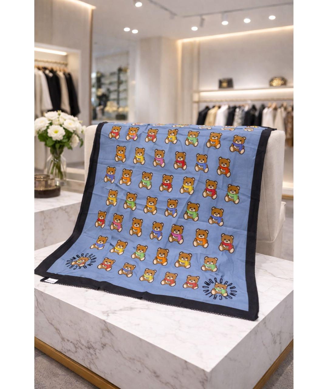 MOSCHINO Синий шелковый платок, фото 3