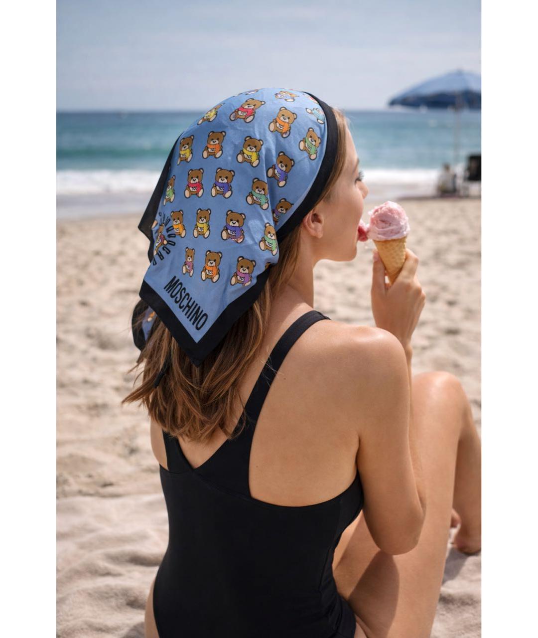 MOSCHINO Синий шелковый платок, фото 4