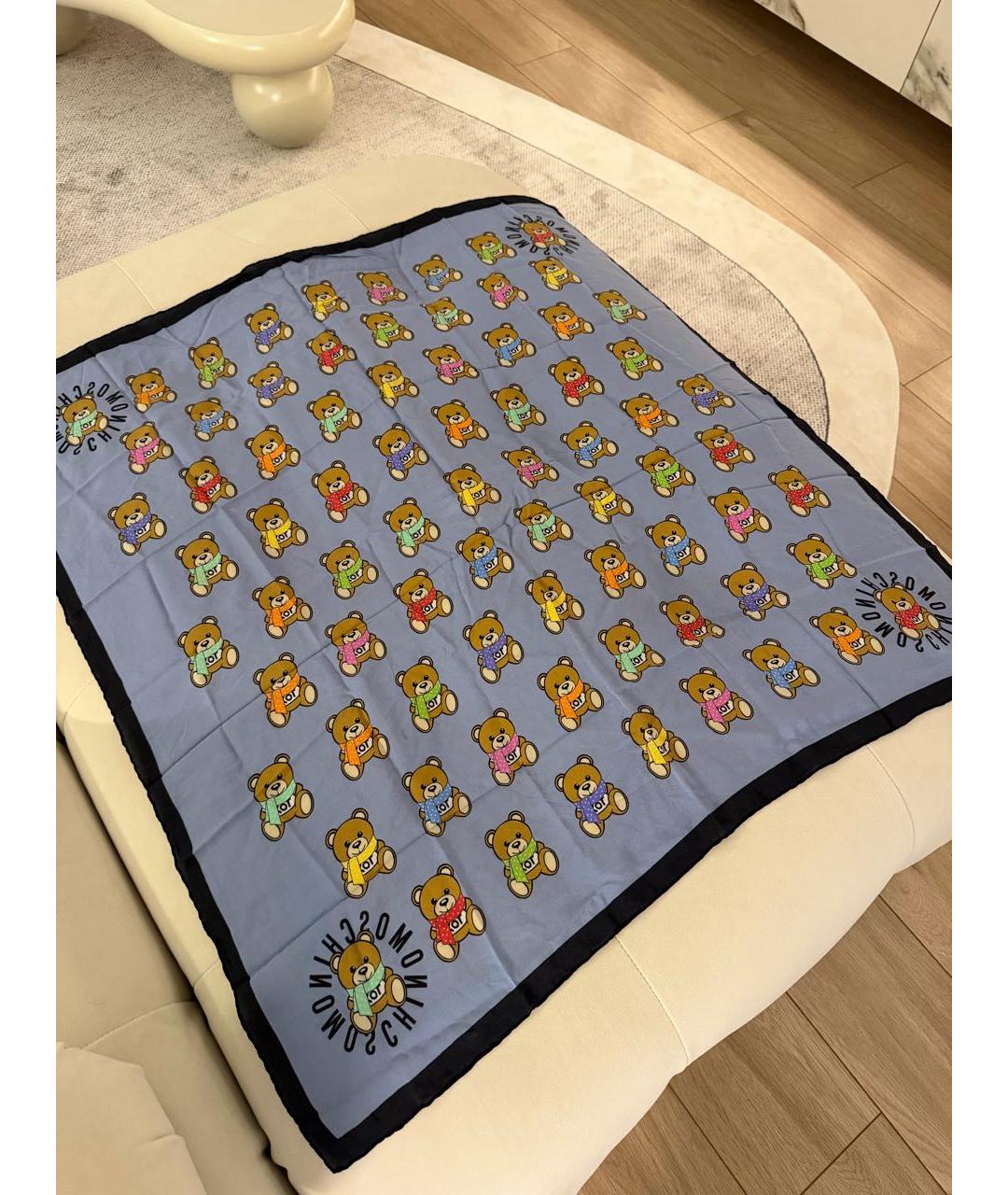 MOSCHINO Синий шелковый платок, фото 2