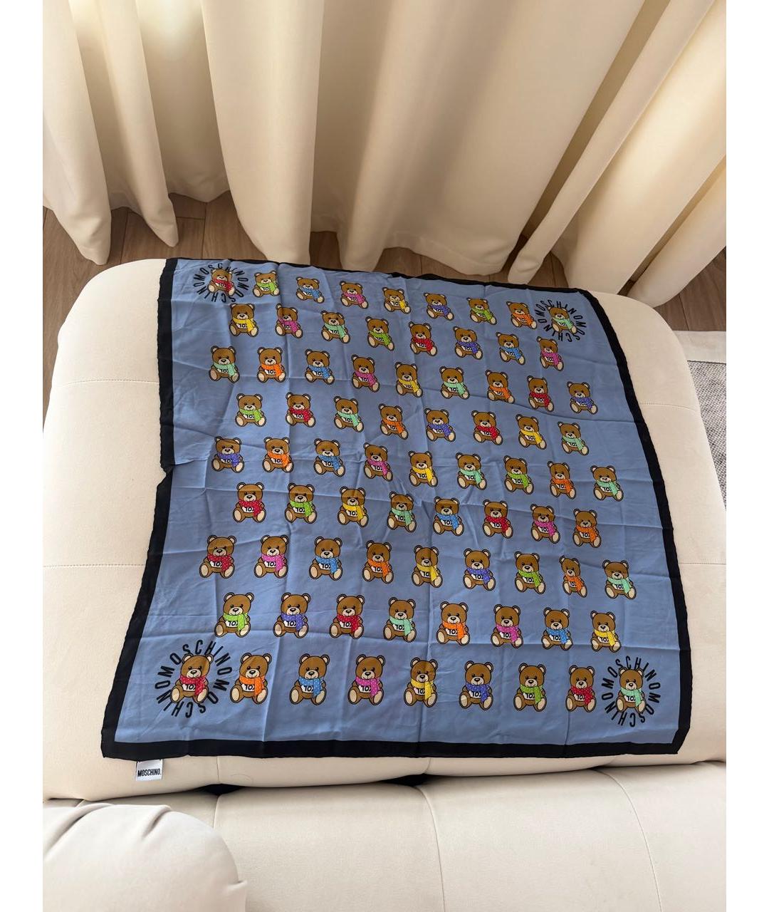 MOSCHINO Синий шелковый платок, фото 5