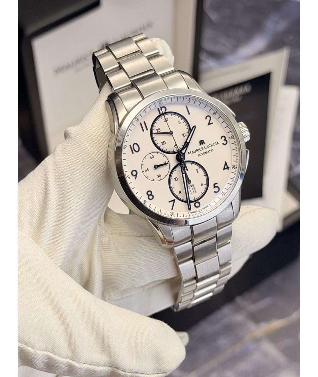 MAURICE LACROIX Серебряные стальные часы, фото 2