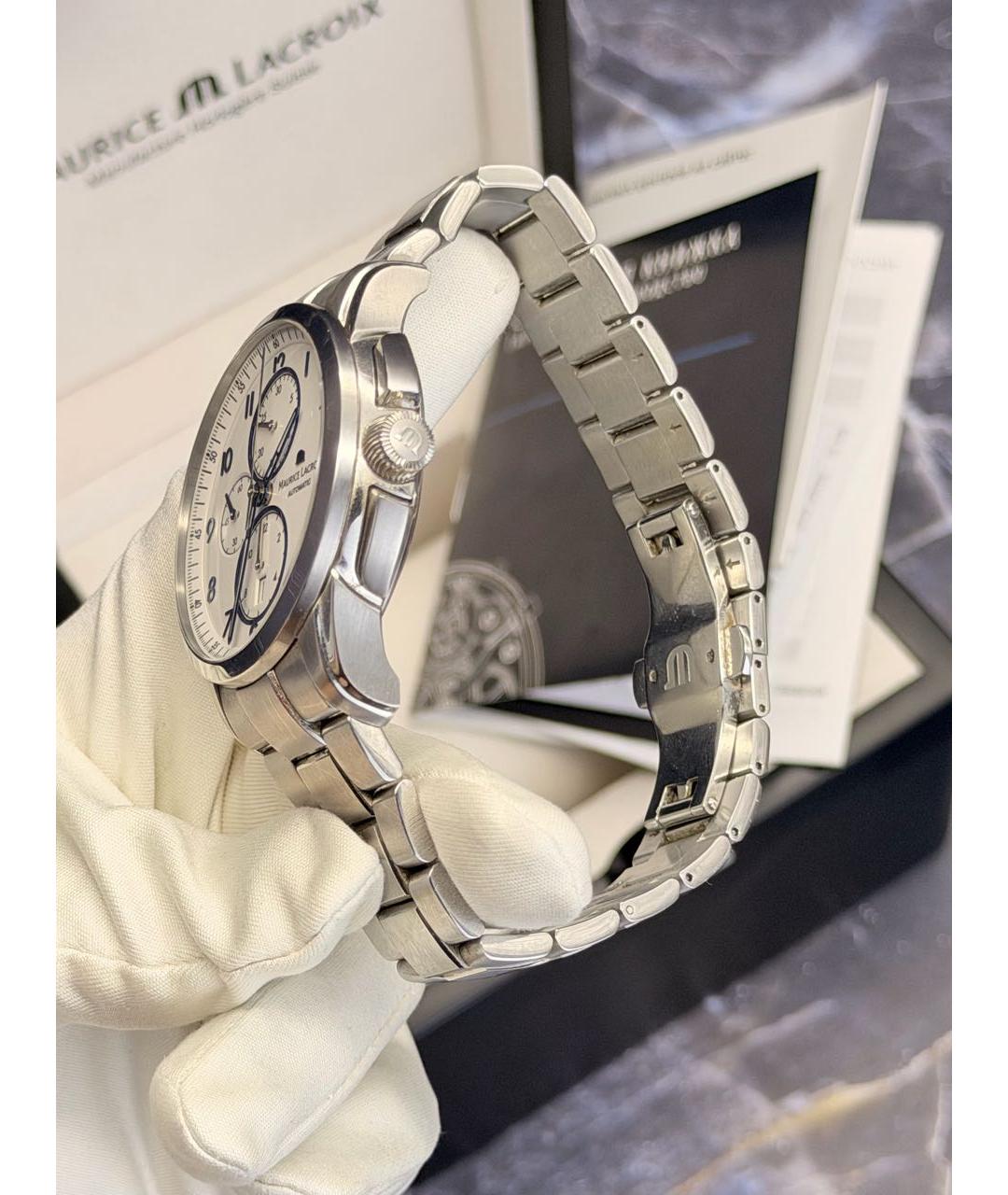 MAURICE LACROIX Серебряные стальные часы, фото 7