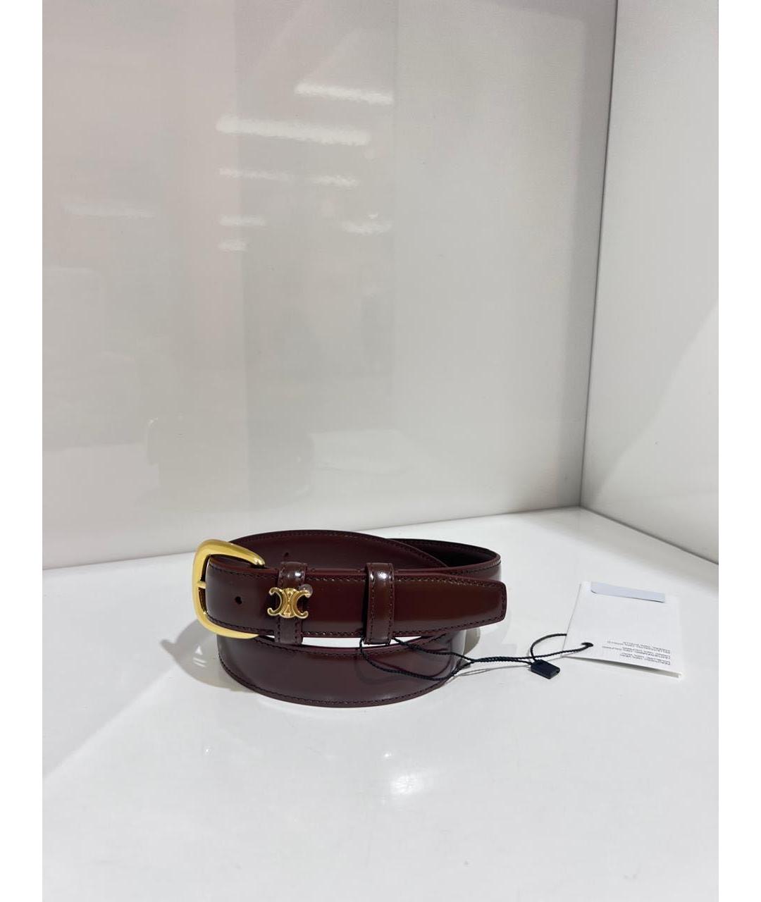 CELINE Бордовый кожаный ремень, фото 2