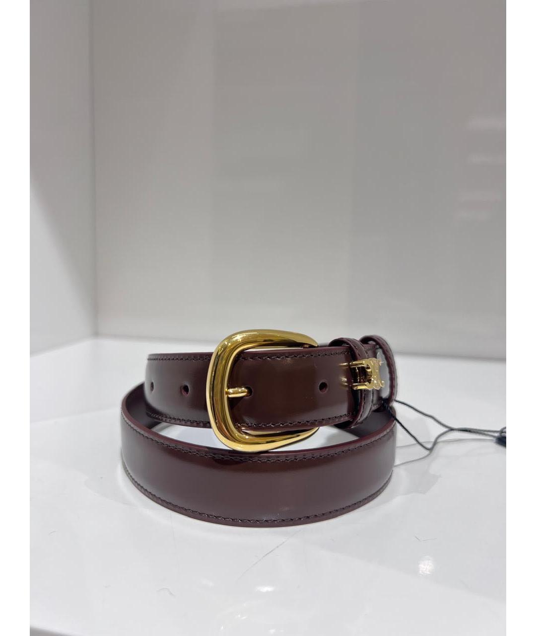 CELINE Бордовый кожаный ремень, фото 3