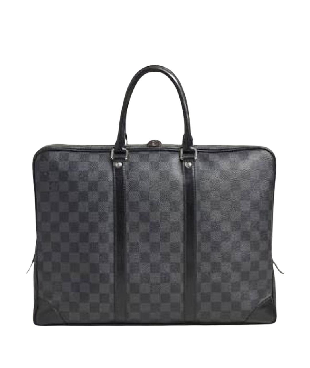 LOUIS VUITTON Антрацитовый кожаный портфель, фото 1