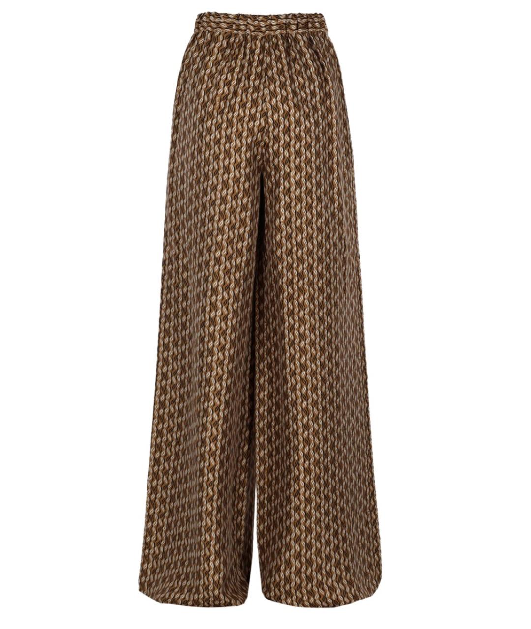 MAX MARA Коричневые шелковые прямые брюки, фото 2
