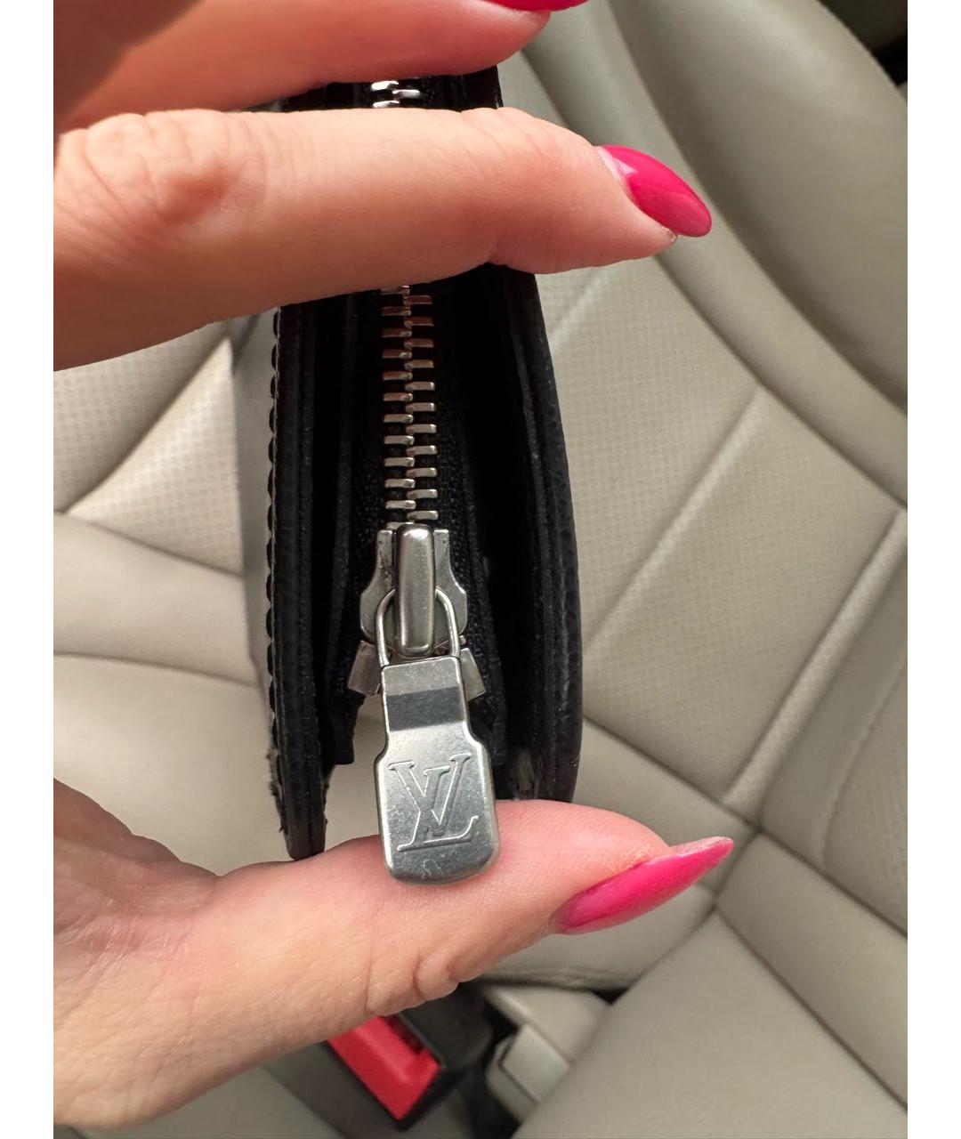 LOUIS VUITTON Черный кожаный портфель, фото 7