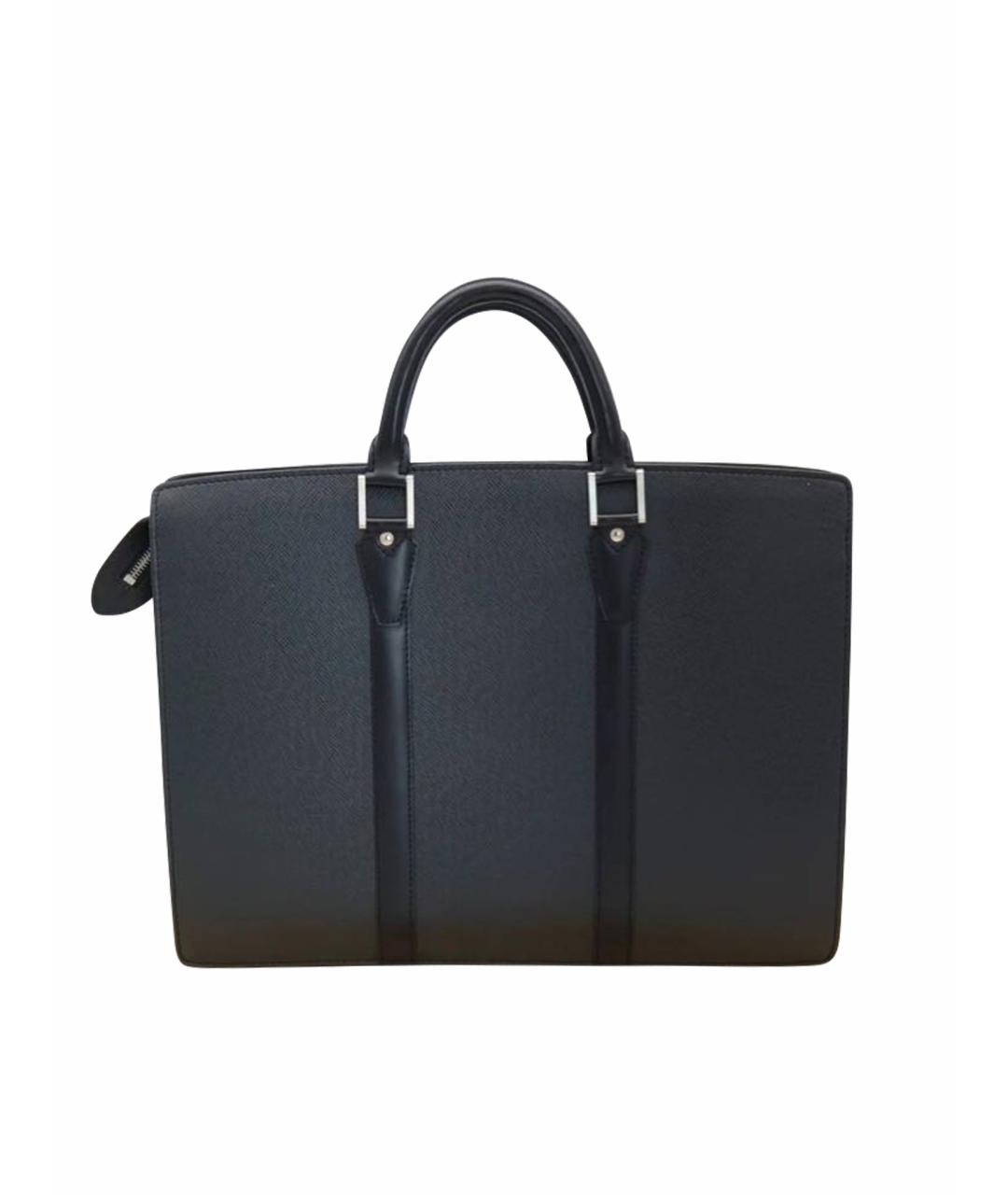 LOUIS VUITTON Черный кожаный портфель, фото 8