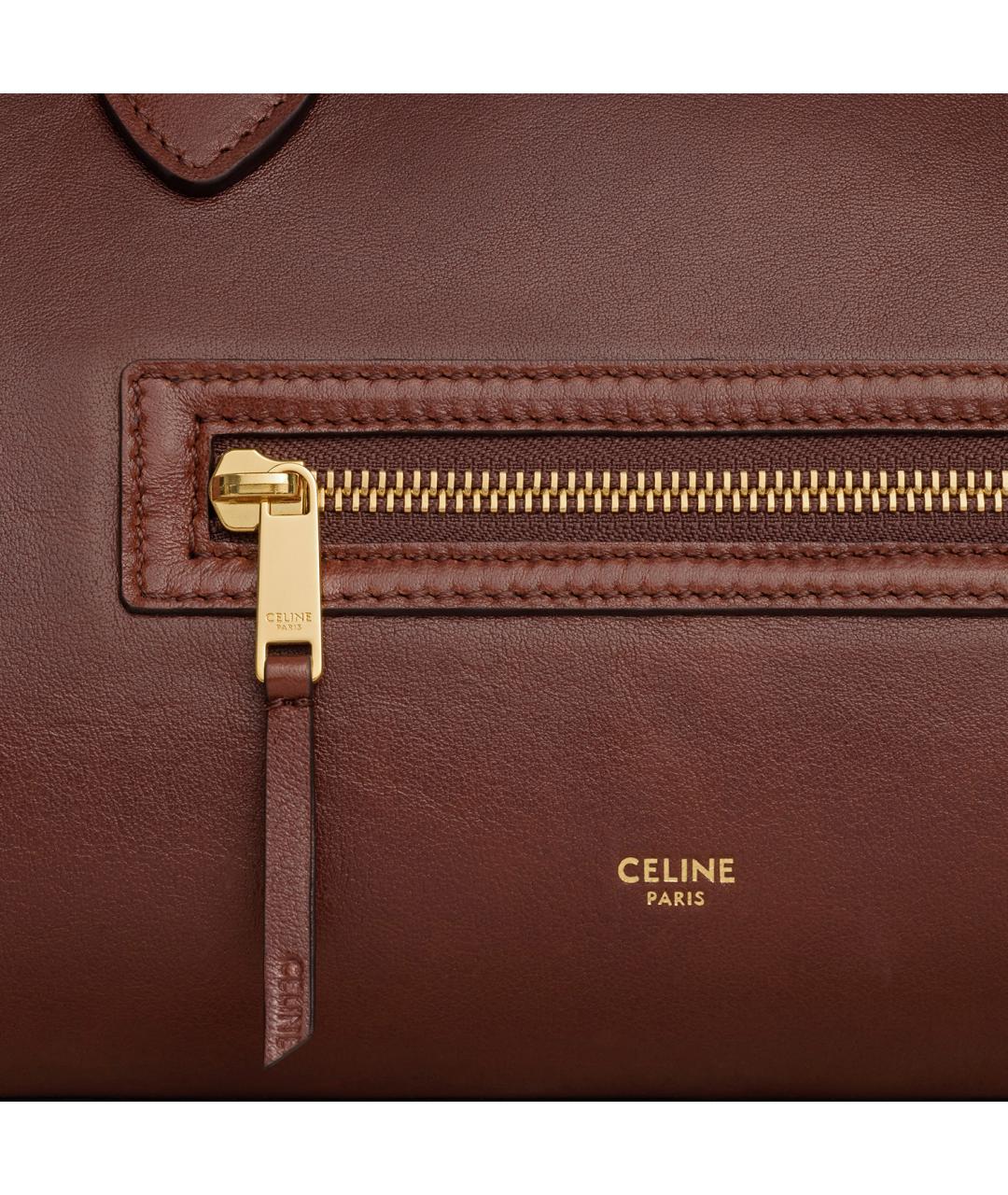 CELINE Бордовая кожаная сумка тоут, фото 4