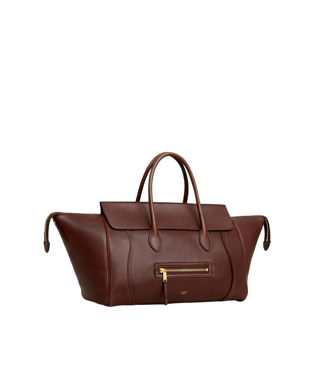 CELINE Бордовая кожаная сумка тоут, фото 2