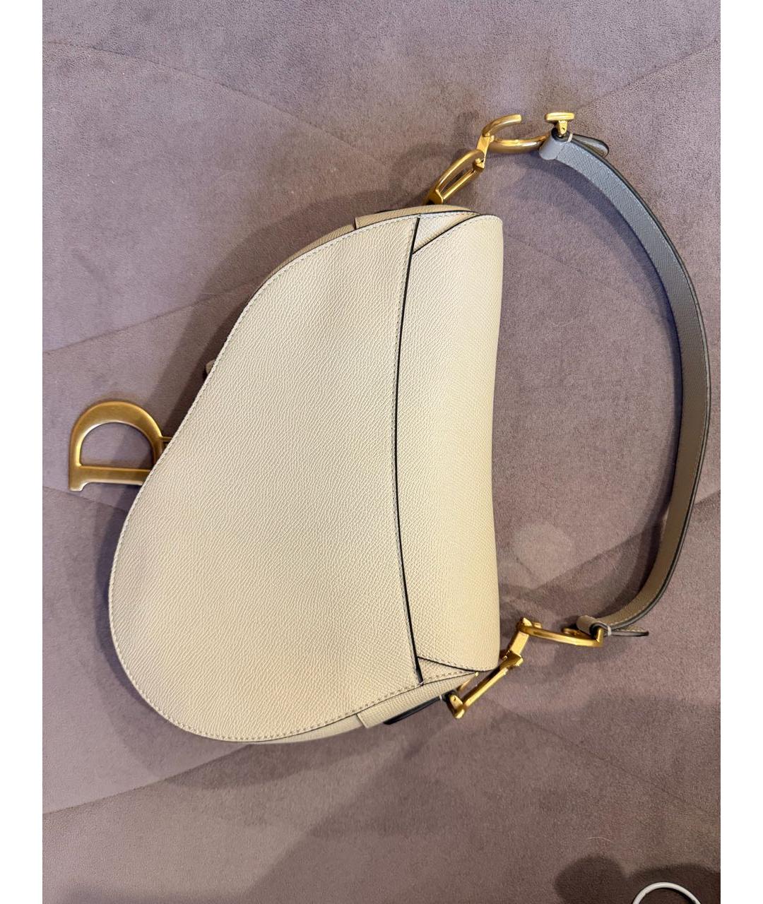 CHRISTIAN DIOR Бежевая кожаная сумка с короткими ручками, фото 3