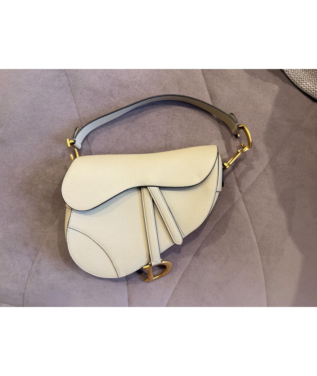 CHRISTIAN DIOR Бежевая кожаная сумка с короткими ручками, фото 6