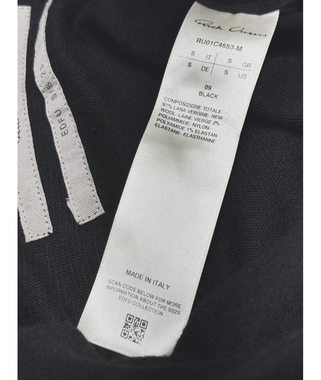 RICK OWENS Черные хлопковые повседневные брюки, фото 4