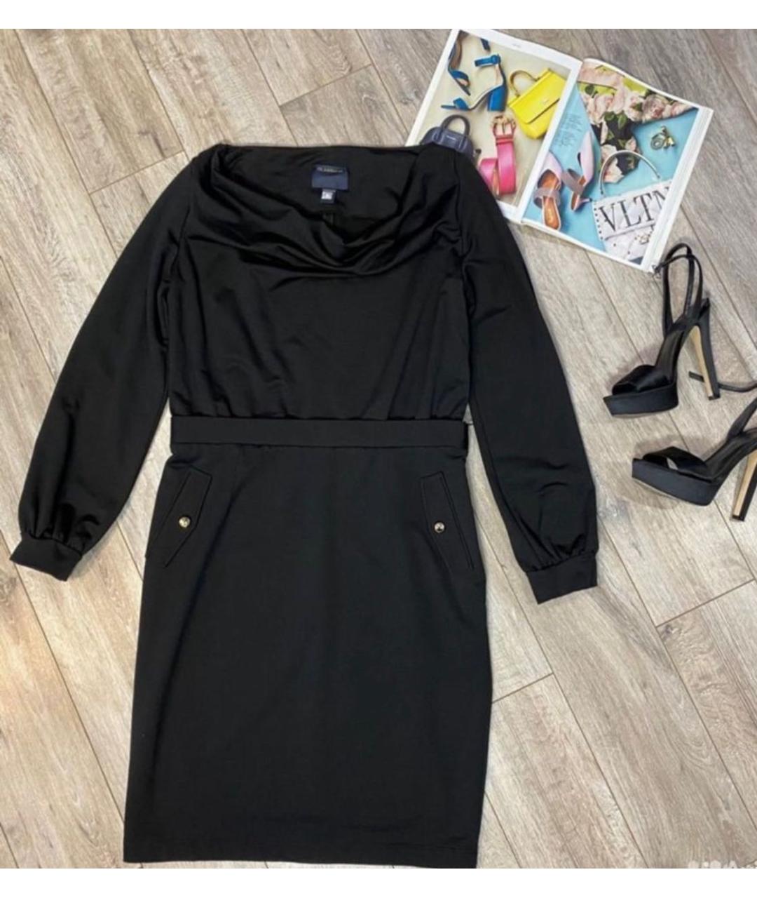 ROBERTO CAVALLI Черное хлопковое повседневное платье, фото 3