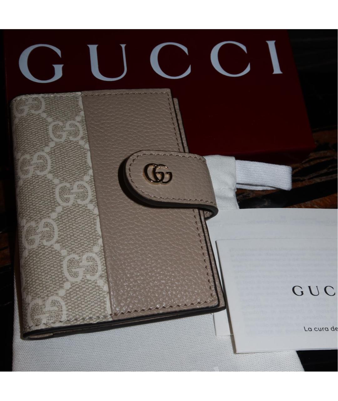 GUCCI Бежевый кожаный кардхолдер, фото 7