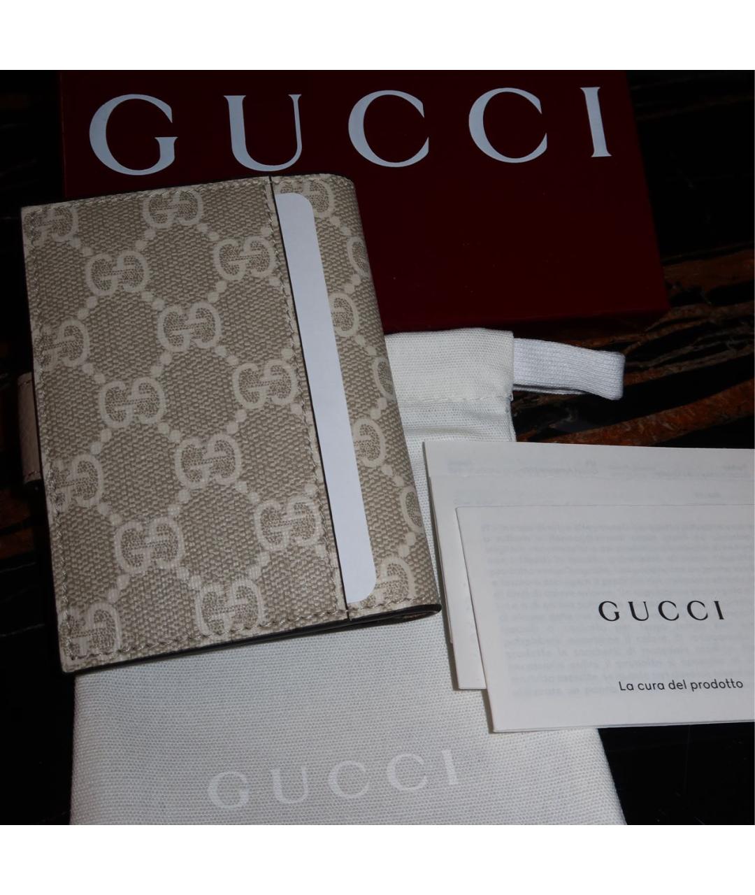 GUCCI Бежевый кожаный кардхолдер, фото 3
