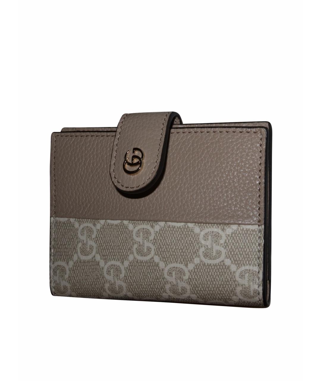 GUCCI Бежевый кожаный кардхолдер, фото 1