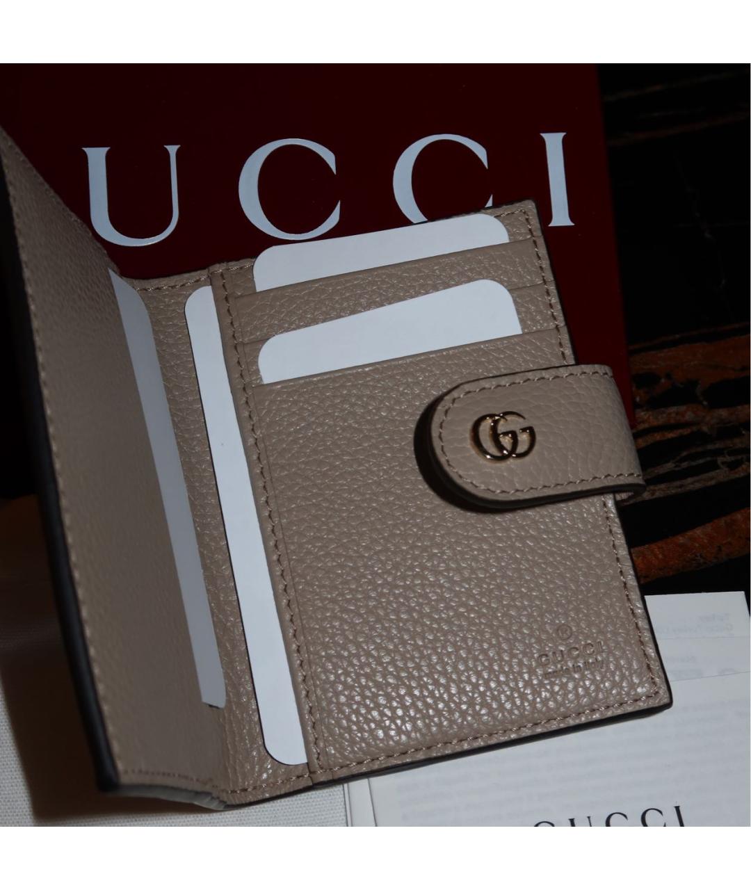 GUCCI Бежевый кожаный кардхолдер, фото 2