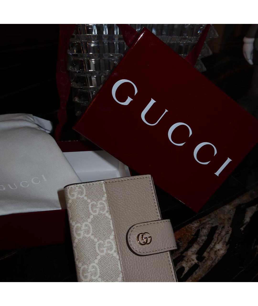 GUCCI Бежевый кожаный кардхолдер, фото 5