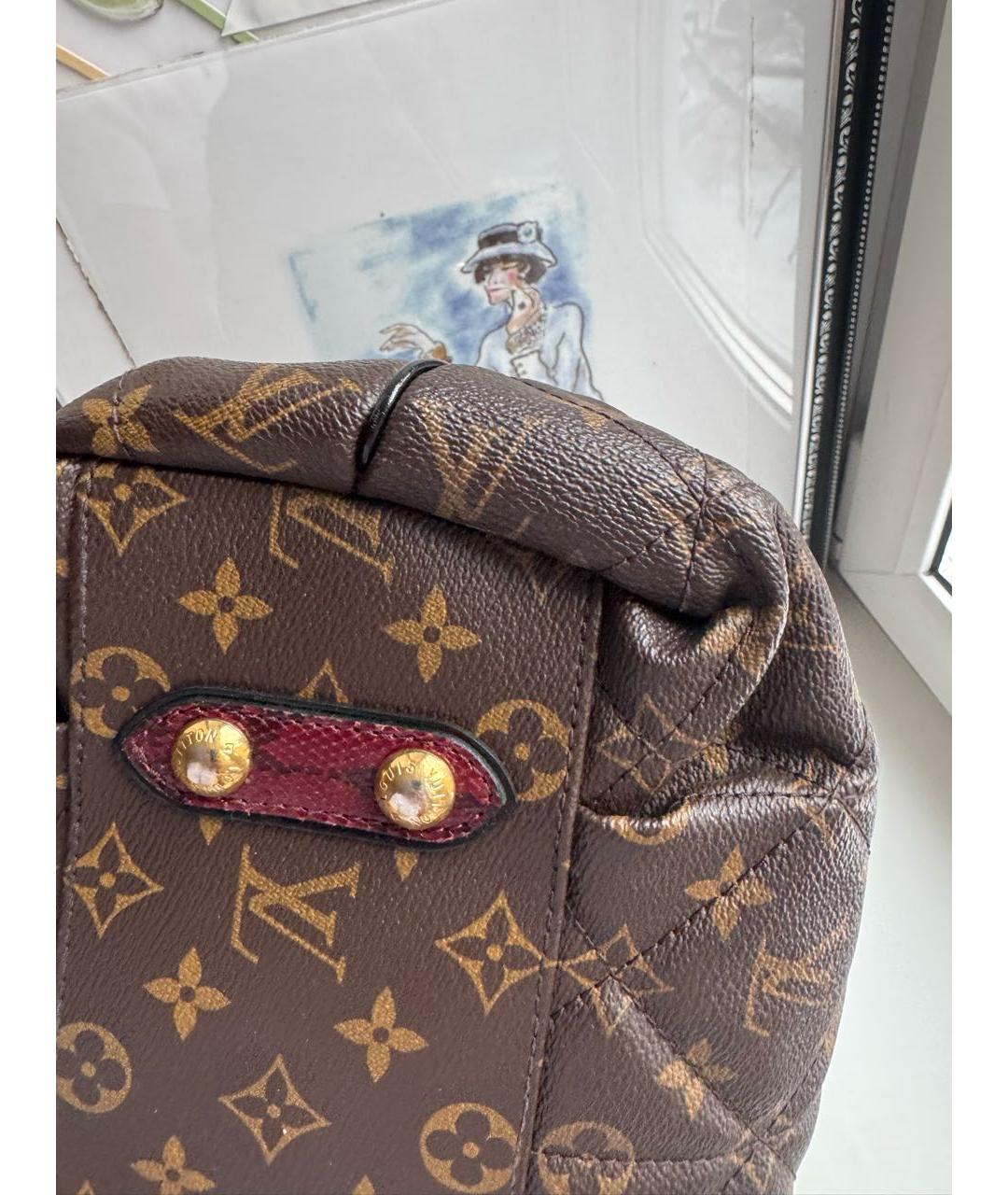 LOUIS VUITTON Коричневая кожаная сумка с короткими ручками, фото 4