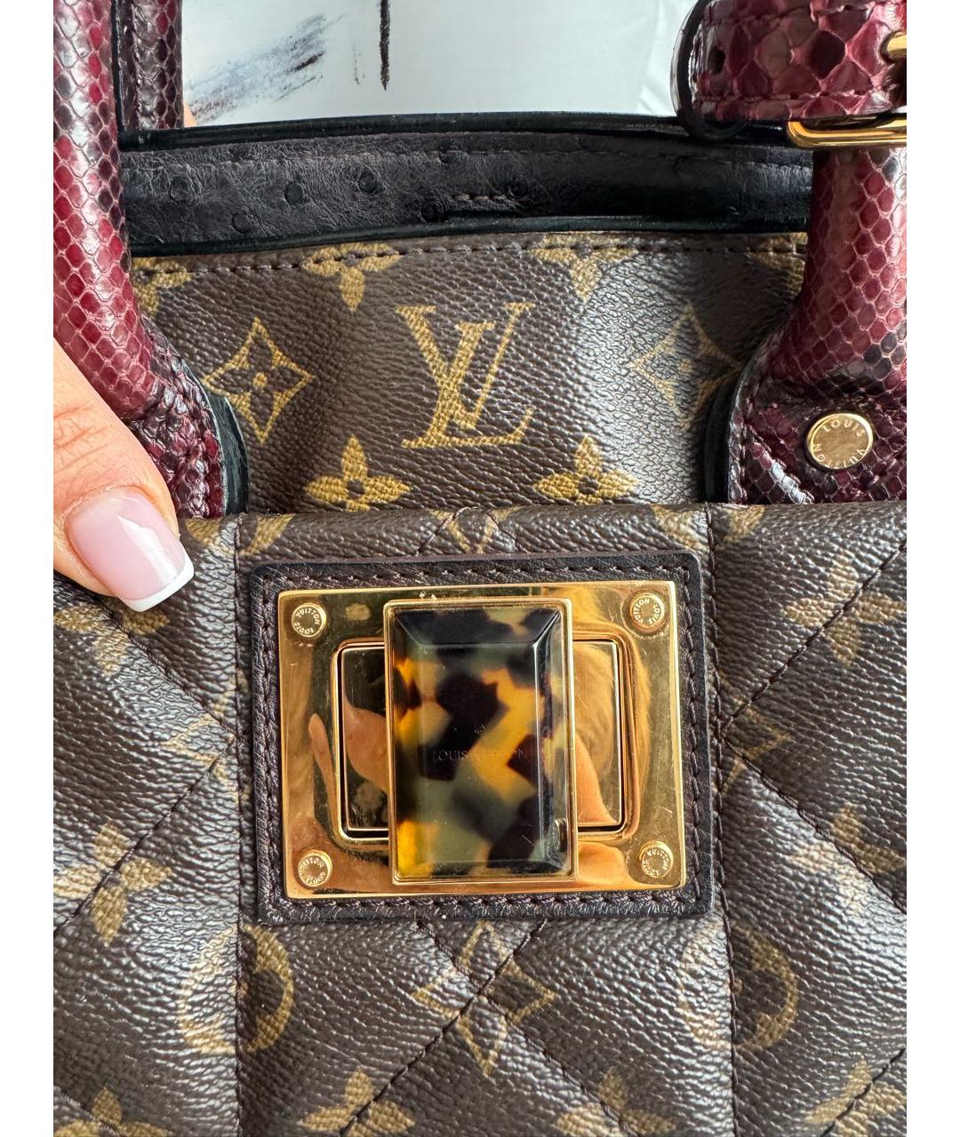 LOUIS VUITTON Коричневая кожаная сумка с короткими ручками, фото 7