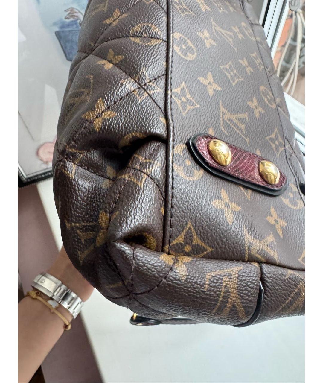 LOUIS VUITTON Коричневая кожаная сумка с короткими ручками, фото 6