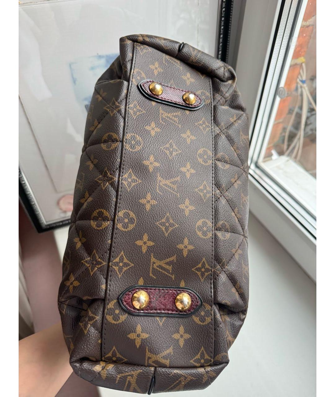 LOUIS VUITTON Коричневая кожаная сумка с короткими ручками, фото 5