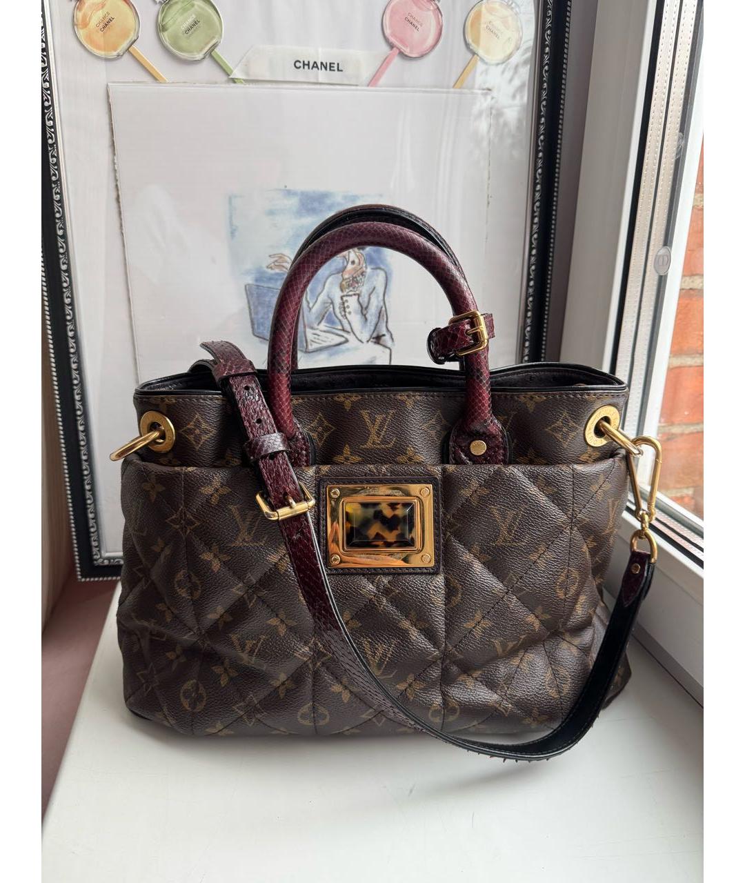 LOUIS VUITTON Коричневая кожаная сумка с короткими ручками, фото 9