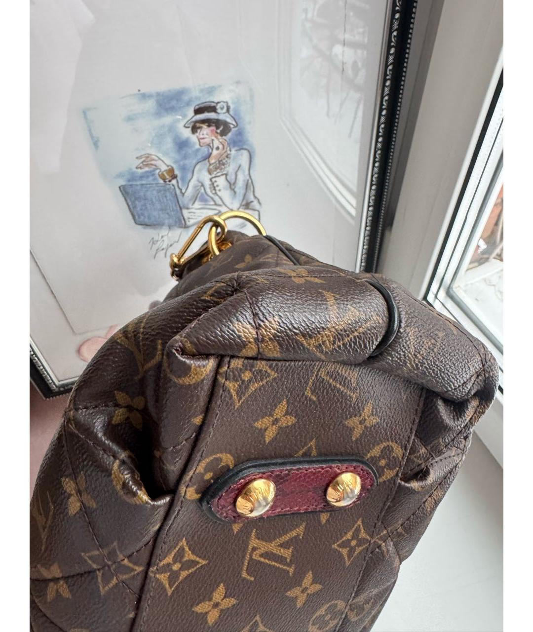 LOUIS VUITTON Коричневая кожаная сумка с короткими ручками, фото 3