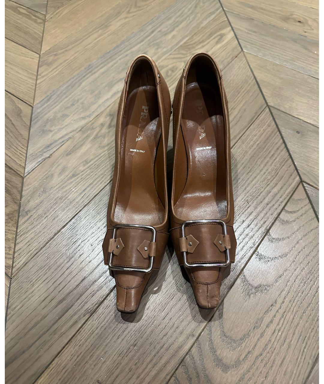 PRADA Коричневые кожаные туфли, фото 3