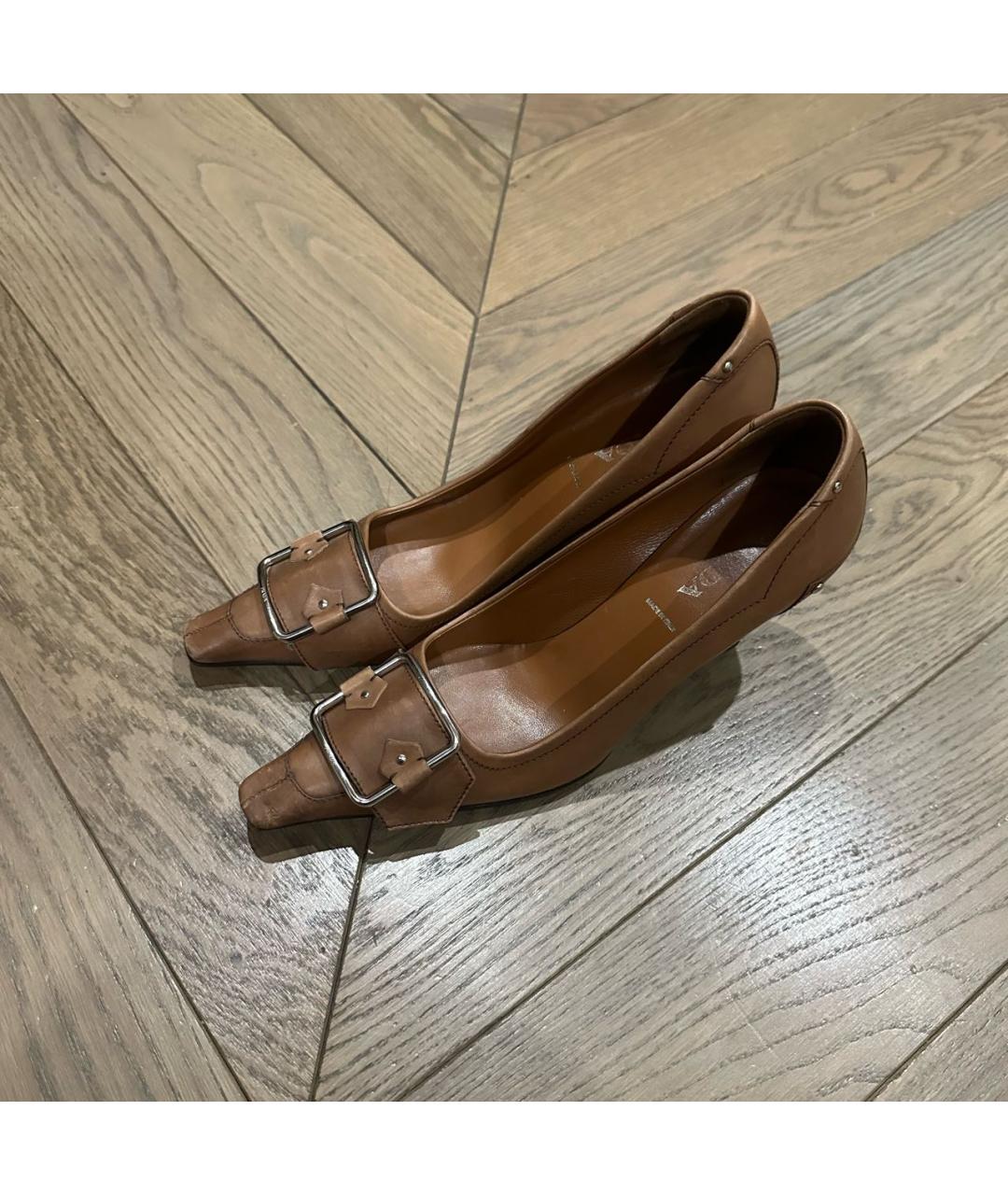 PRADA Коричневые кожаные туфли, фото 2