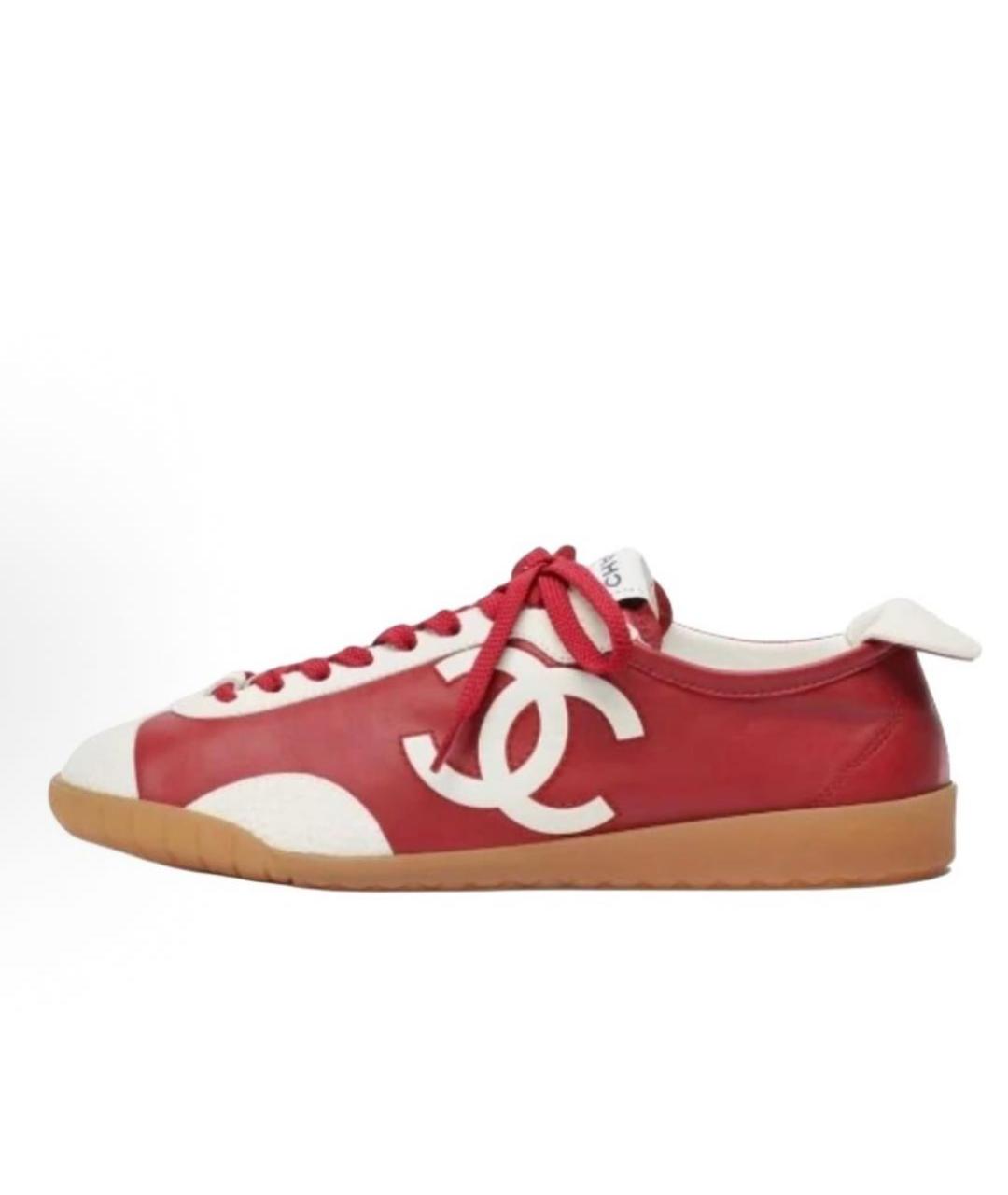 CHANEL Красные кожаные кеды, фото 6