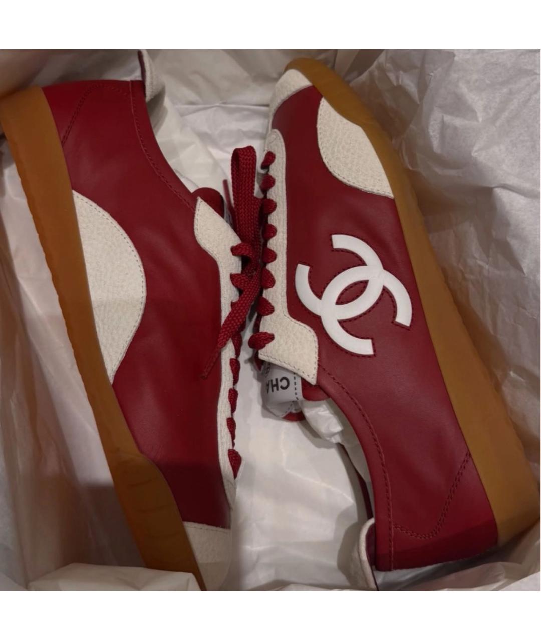 CHANEL Красные кожаные кеды, фото 5