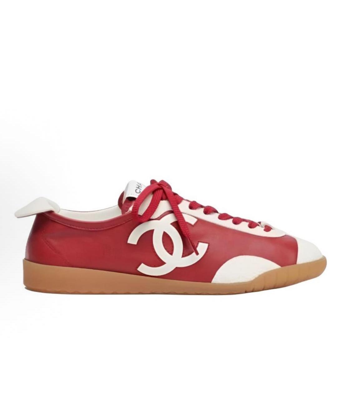 CHANEL Красные кожаные кеды, фото 2