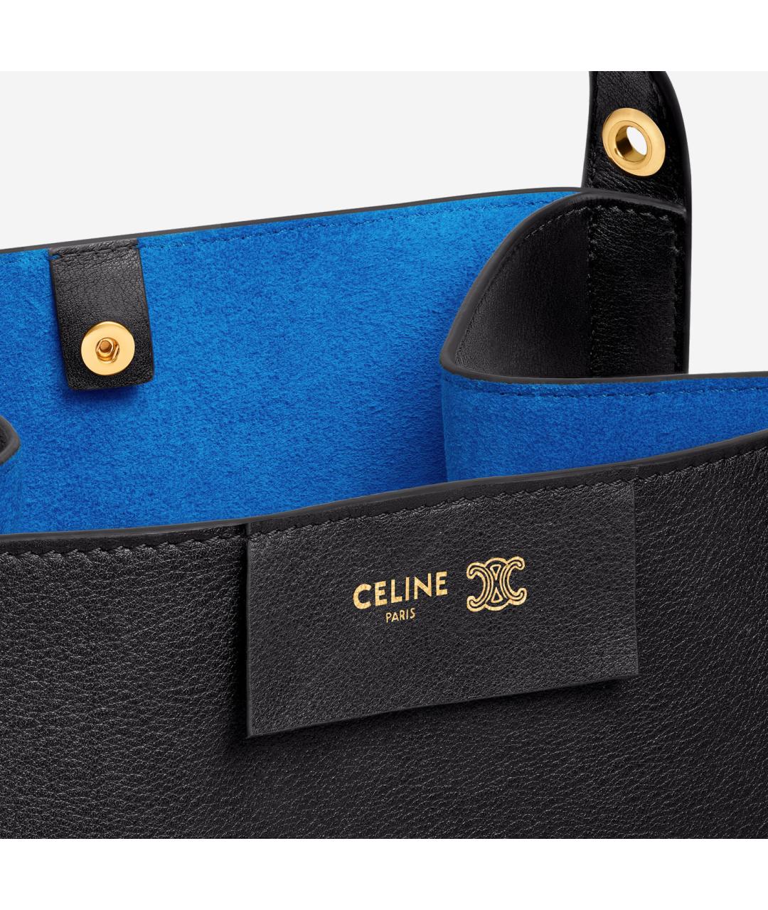 CELINE Черная кожаная сумка тоут, фото 4