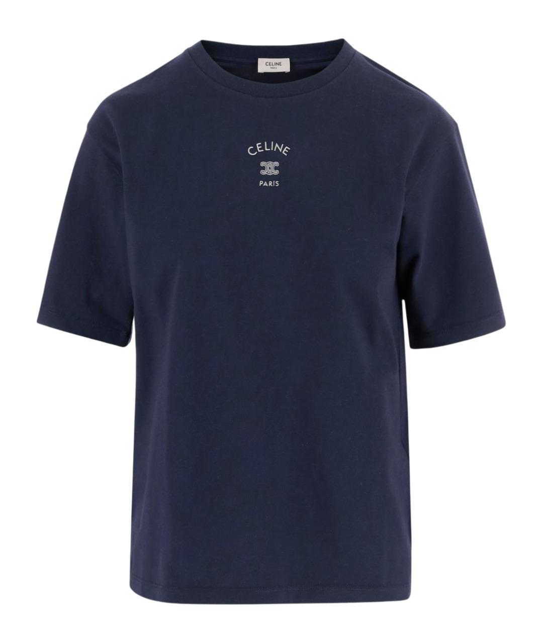 CELINE Синяя хлопковая футболка, фото 1