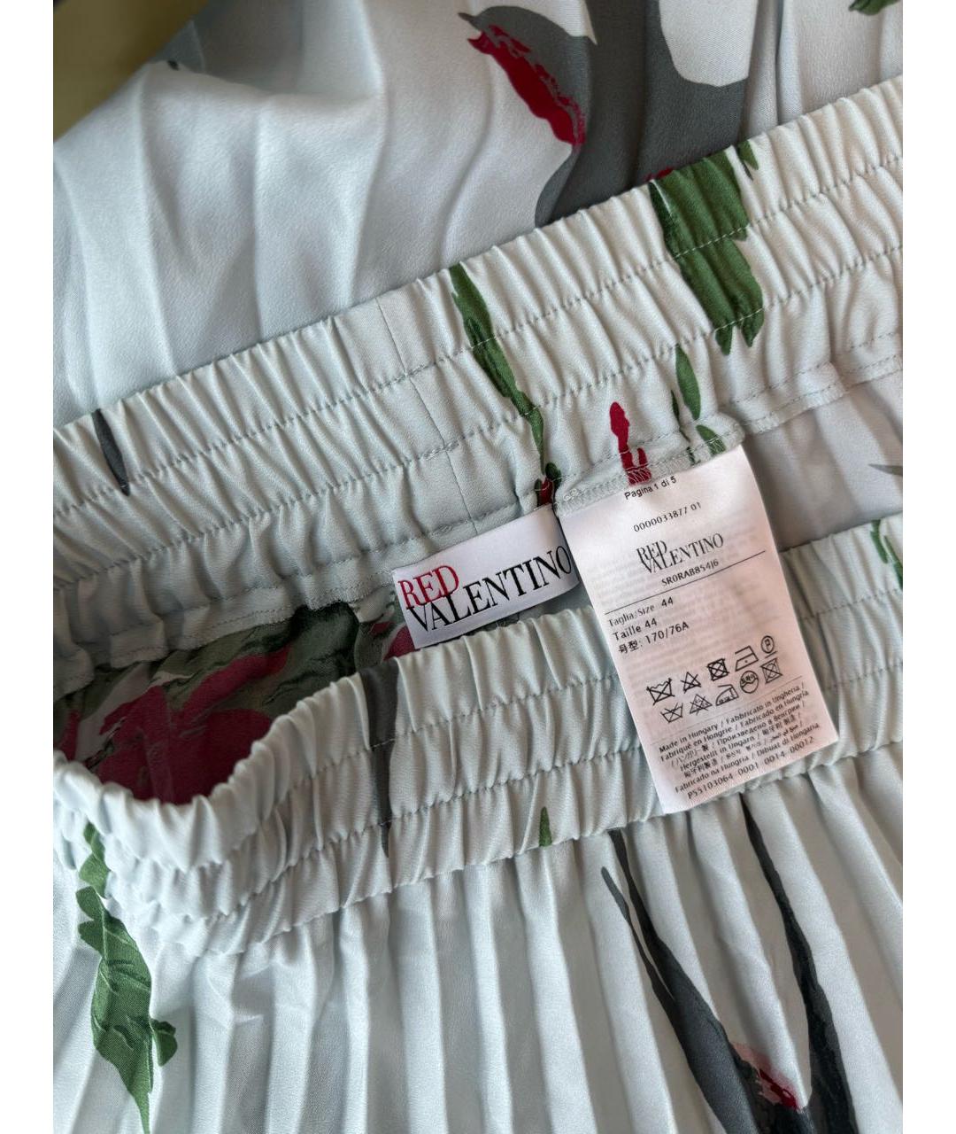 RED VALENTINO Бирюзовая полиэстеровая юбка миди, фото 3