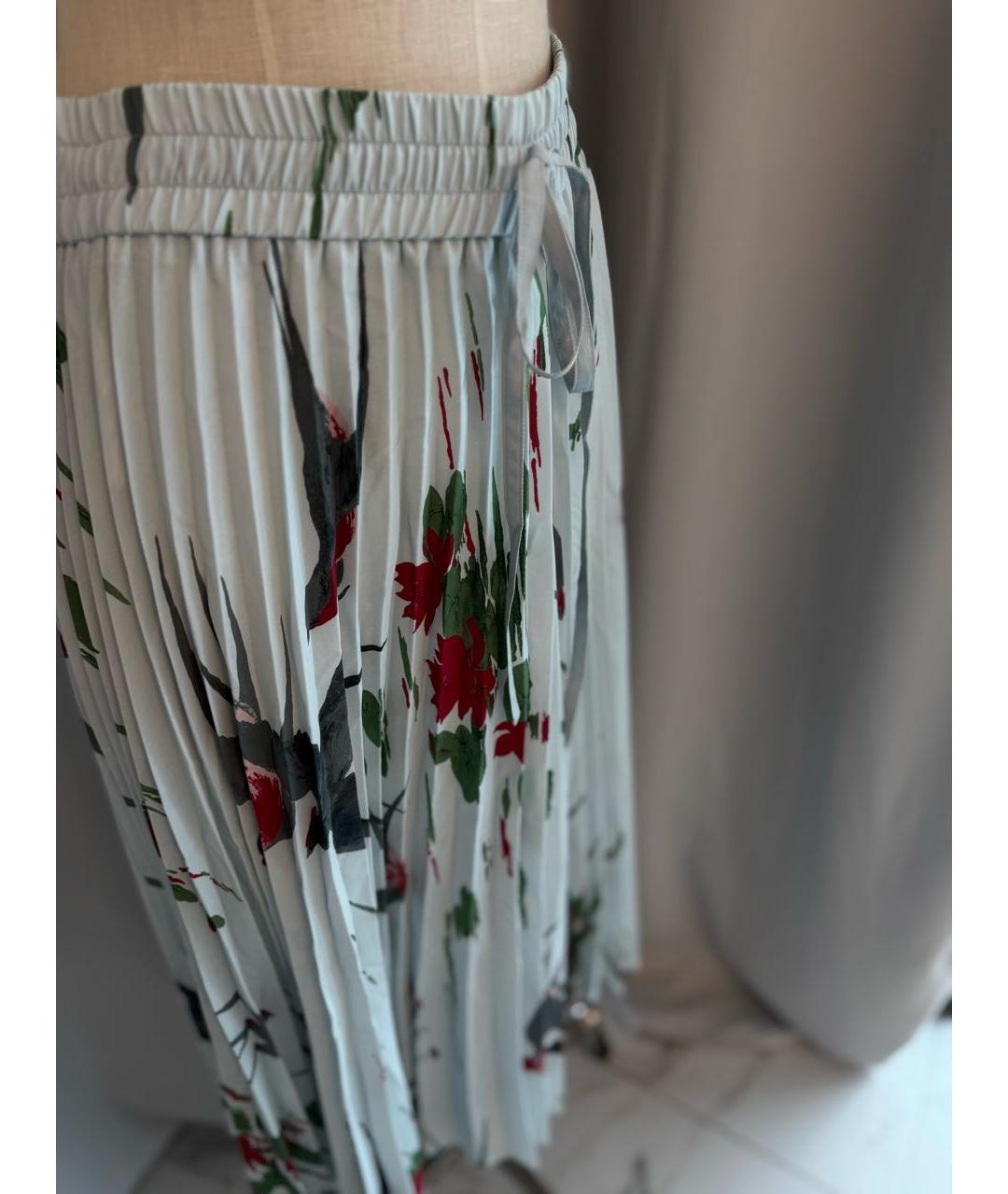 RED VALENTINO Бирюзовая полиэстеровая юбка миди, фото 4