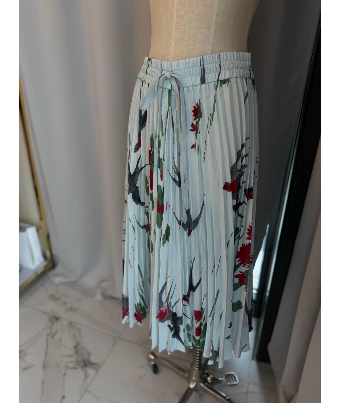 RED VALENTINO Бирюзовая полиэстеровая юбка миди, фото 5