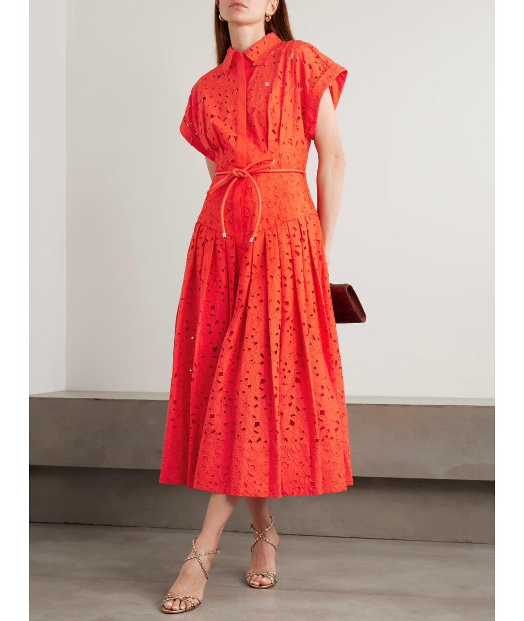 REBECCA VALLANCE Оранжевое хлопковое коктейльное платье, фото 2